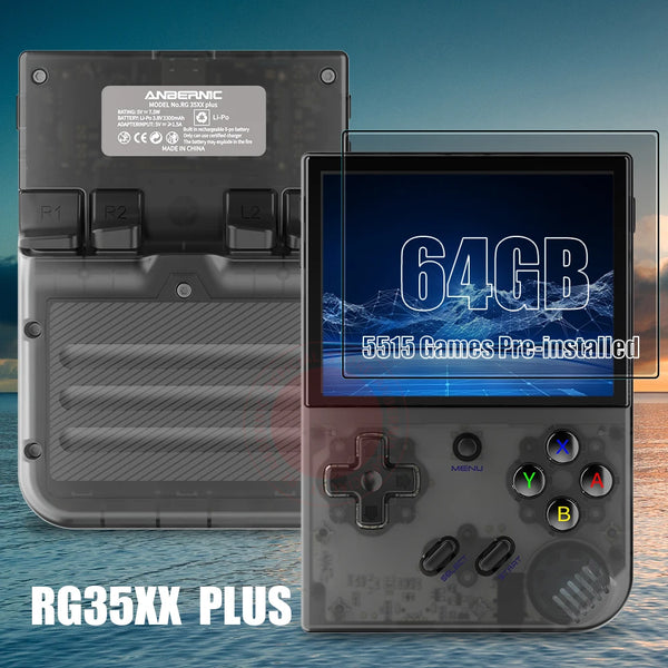 ANBERNIC RG35XX Plus Handheld Game Console 3.5" IPS Screen With 3300mAh Linux System Retro Games Console Built-in 64G 5000 Games