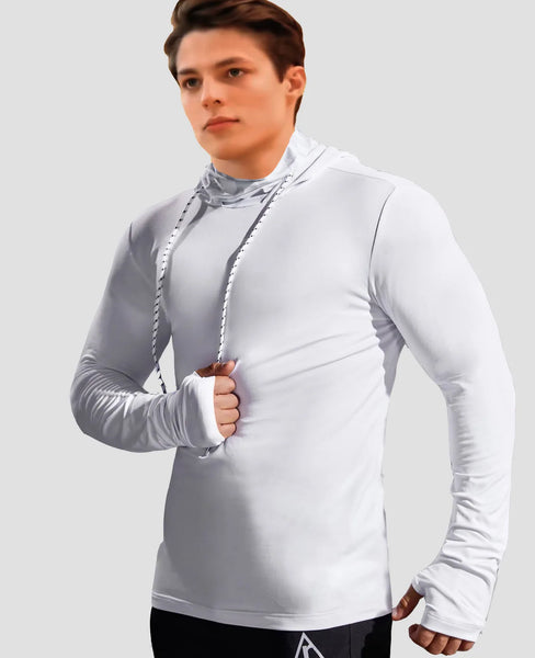 New Men Gym Thin Hoodie Long Sleeve Hoodies with Mask Sweatshirt Casual Splice Large Mask Hoodie Sweatshirt Hooded Tops Cycling