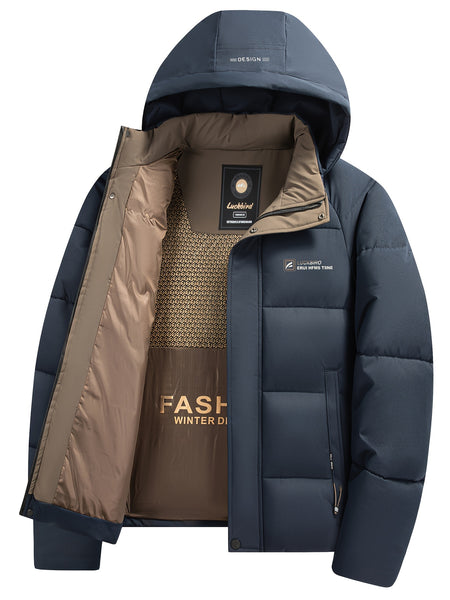Men's Stylish Winter Jacket with Detachable Hood - Warm, Casual & Versatile for Business or Outdoor Activities