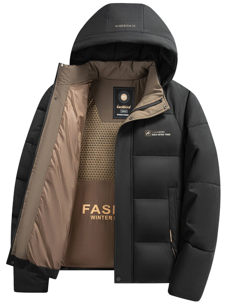 Men's Stylish Winter Jacket with Detachable Hood - Warm, Casual & Versatile for Business or Outdoor Activities